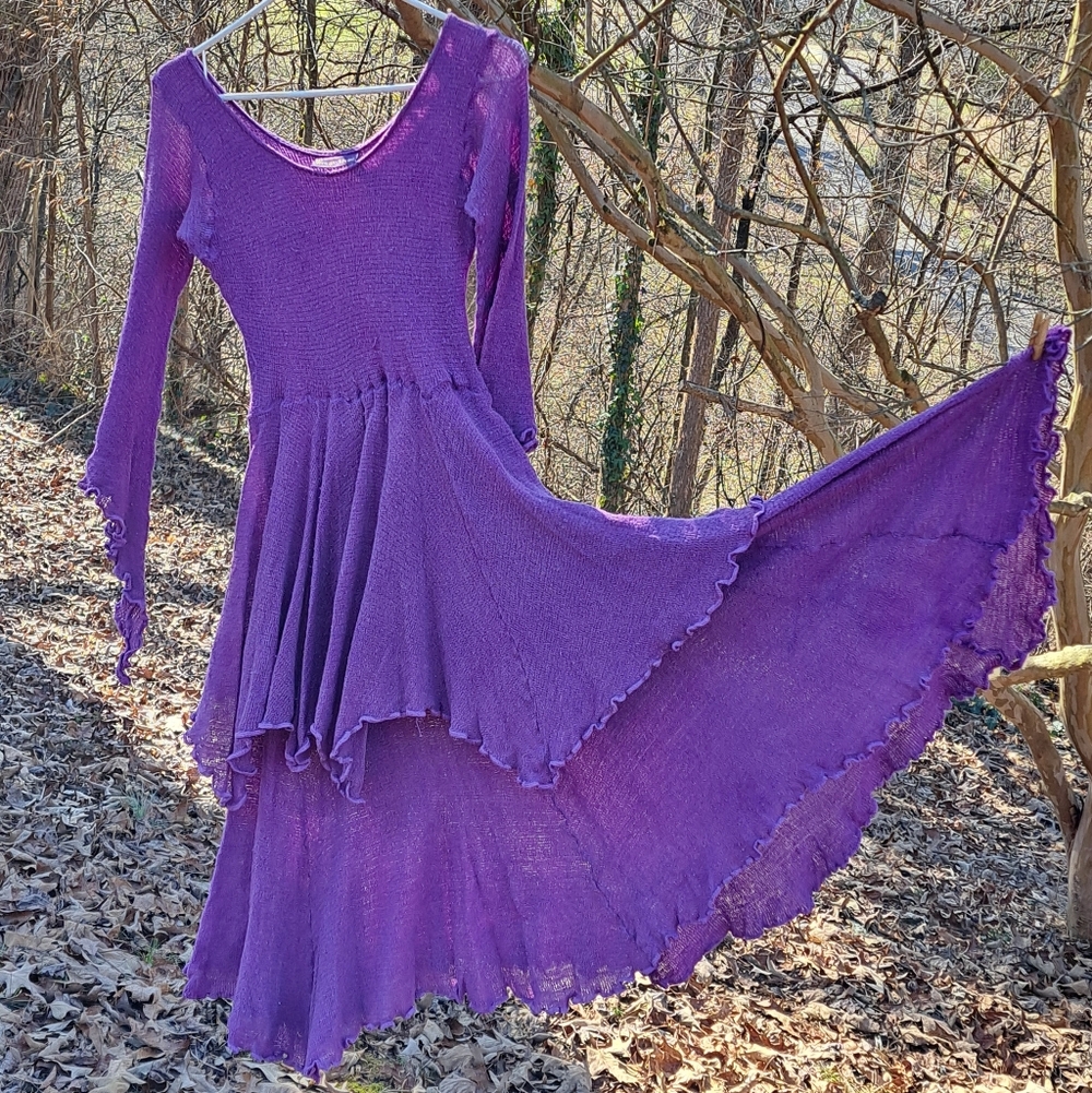 RARE WUNJO CROW Austrailian Designer Whimsical Boho Bohemian Purple Dress